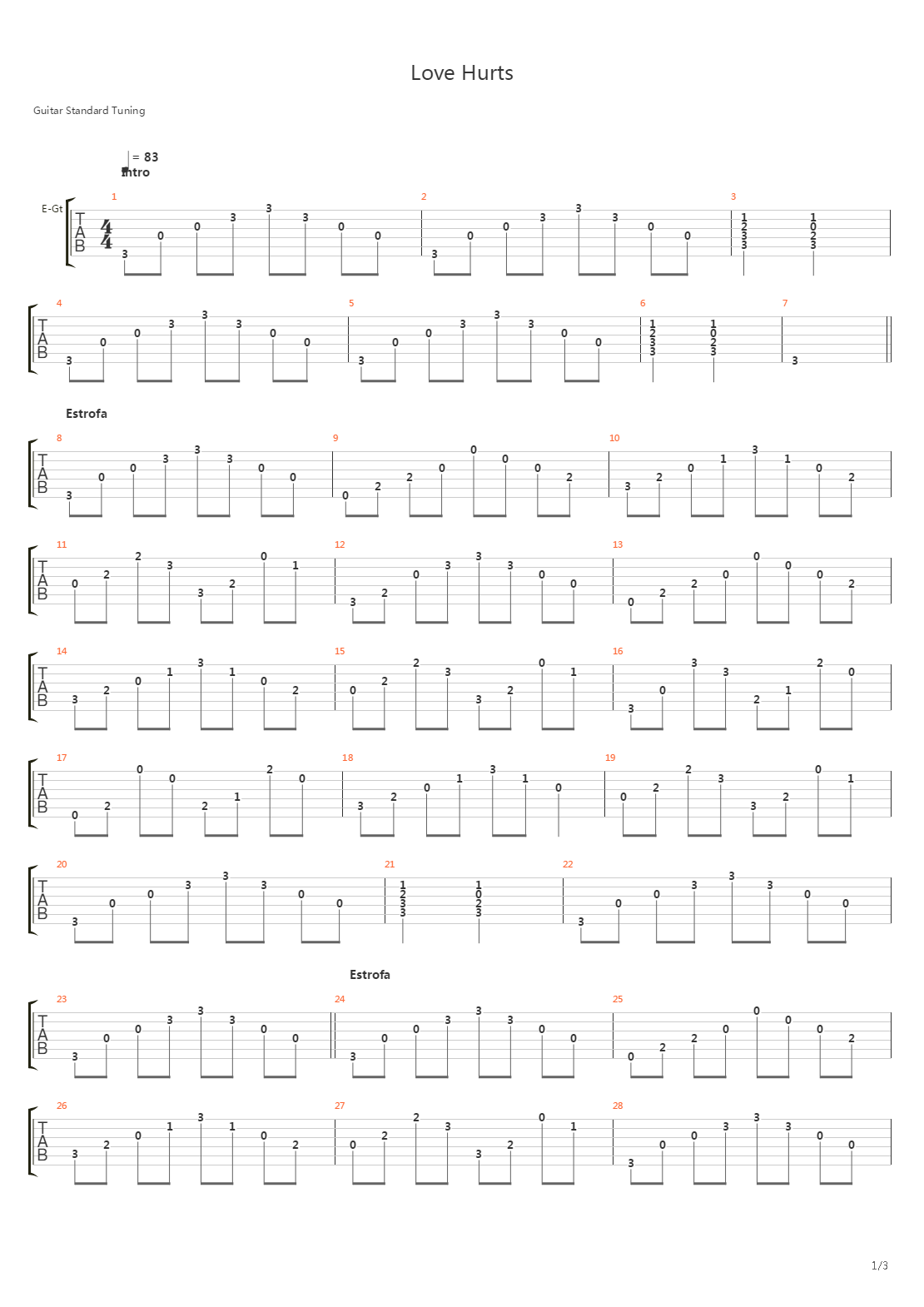 Love Hurts吉他谱