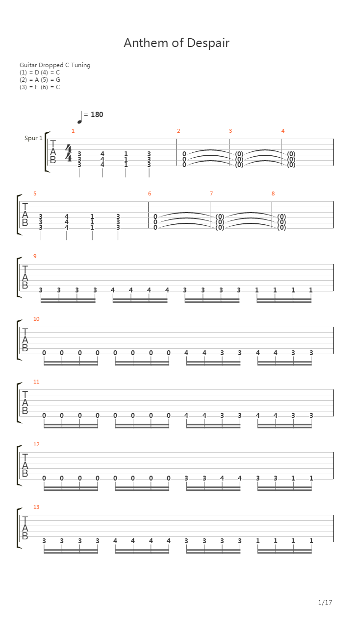 Anthem Of Despair吉他谱