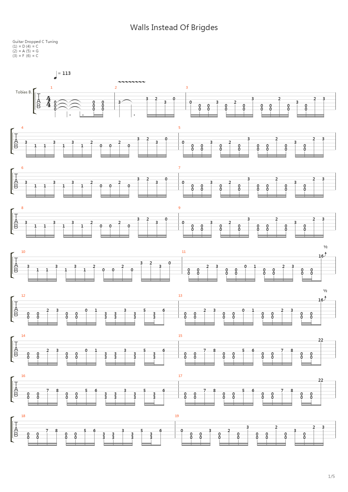 Walls Instead Of Bridges吉他谱