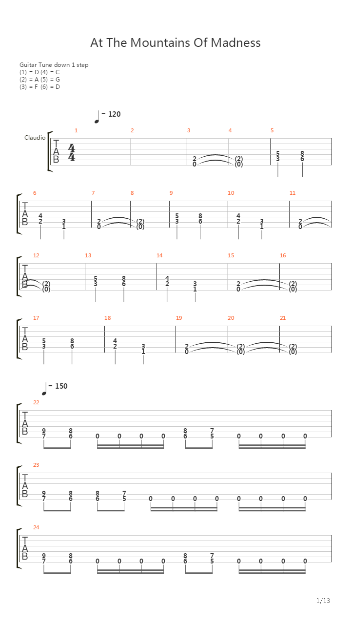 At The Mountains Of Madness吉他谱