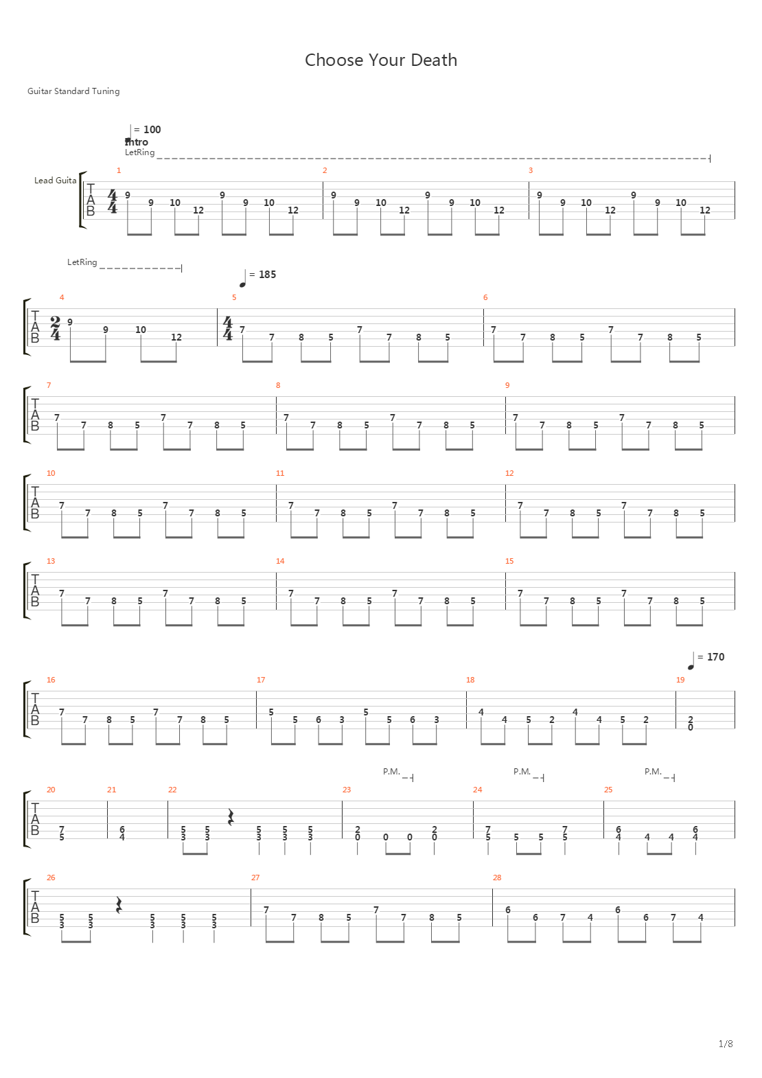 Choose Your Death吉他谱