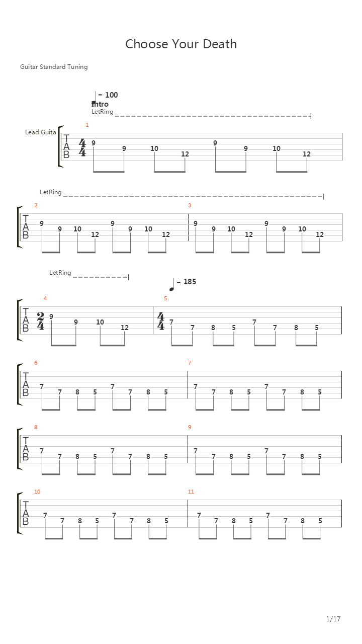 Choose Your Death吉他谱