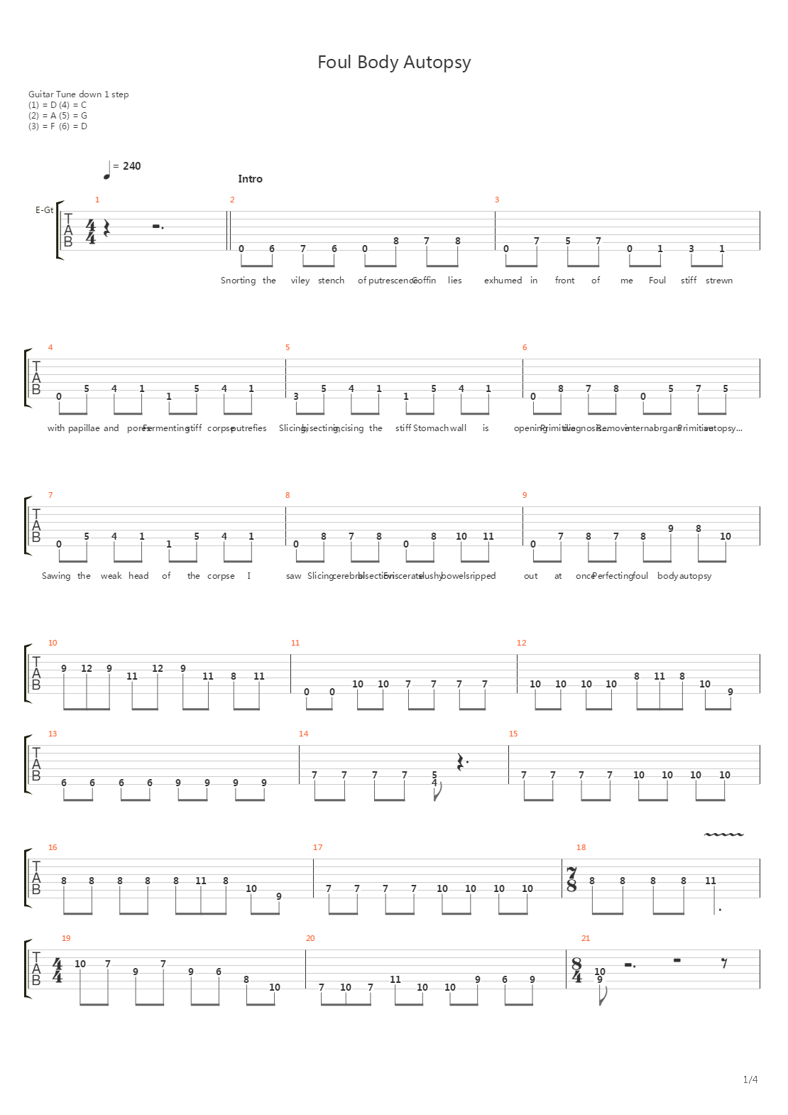 Foul Body Autopsy吉他谱