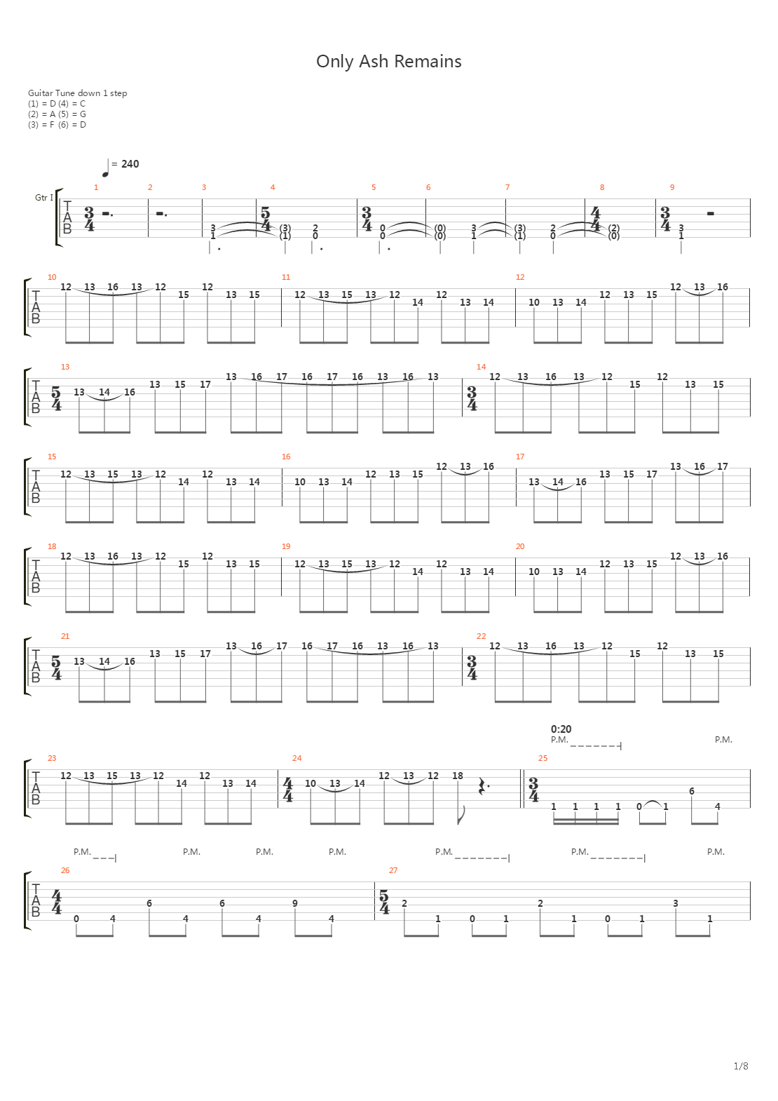 Only Ash Remains吉他谱