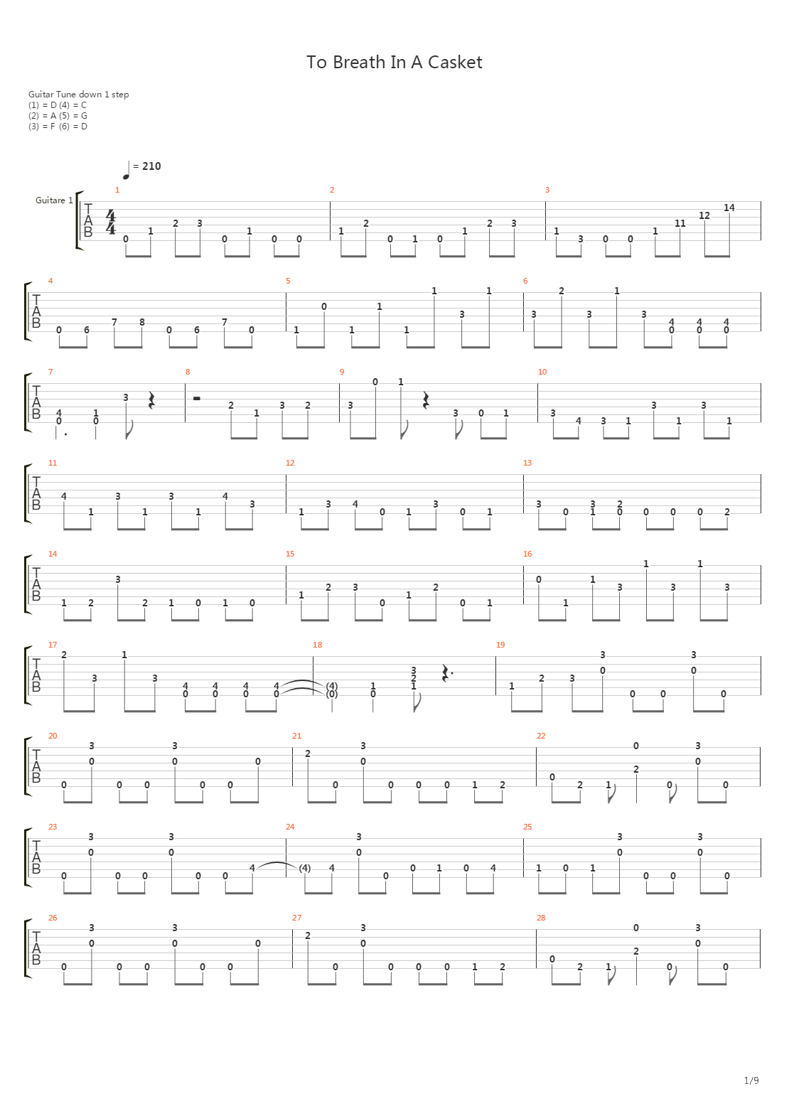 To Breath In A Casket吉他谱