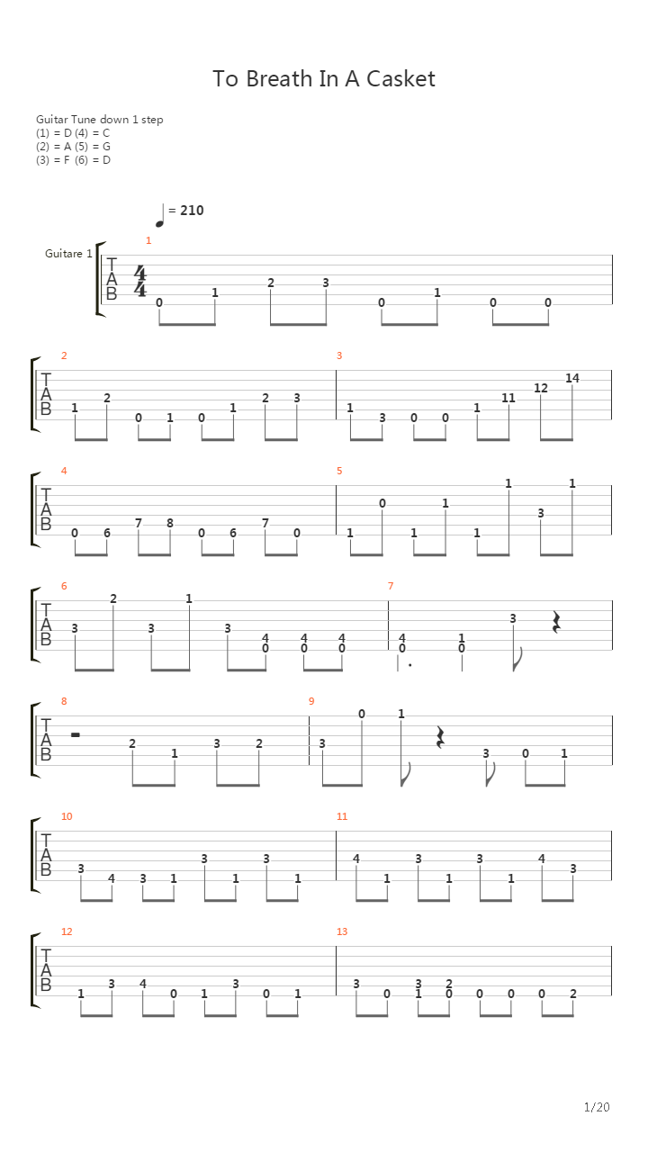 To Breath In A Casket吉他谱