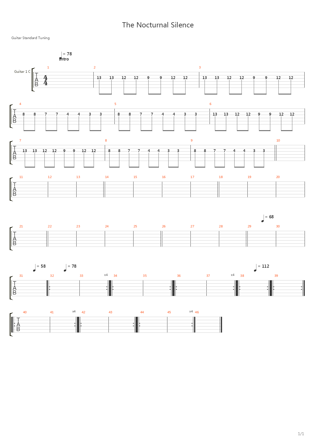The Nocturnal Silence吉他谱