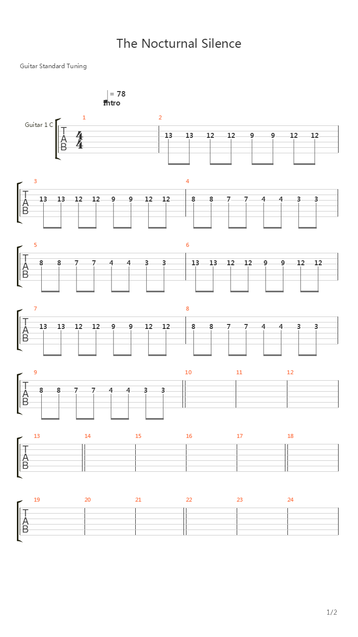 The Nocturnal Silence吉他谱