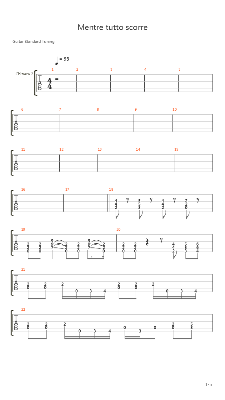 Mentre Tutto Scorre吉他谱