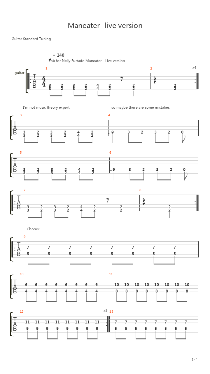 Maneater Live吉他谱