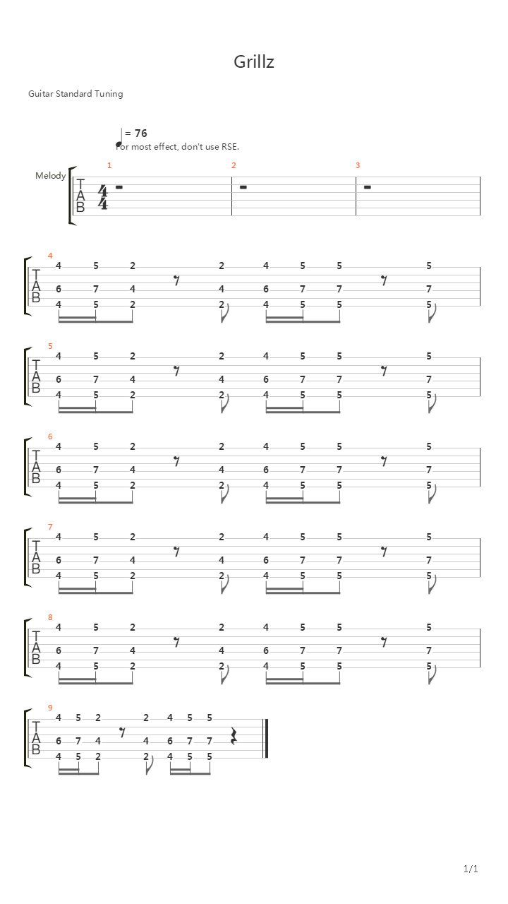 Grillz吉他谱