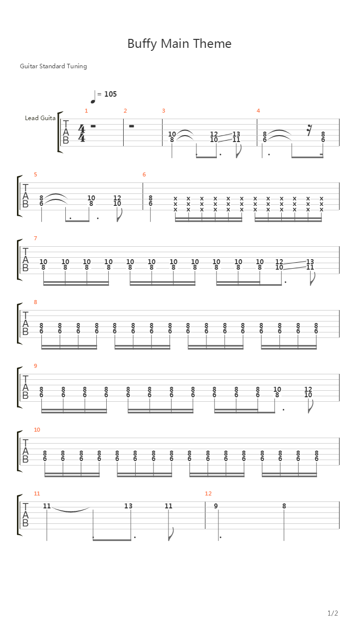 Buffy Main Theme吉他谱