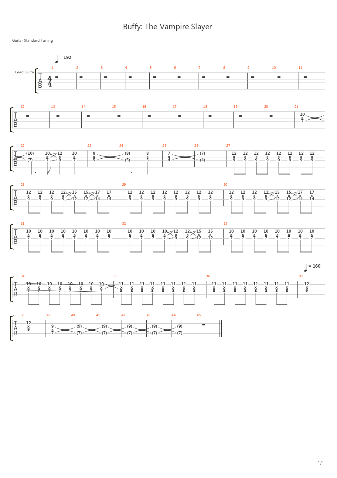 Buffy The Vampire Slayer Theme吉他谱