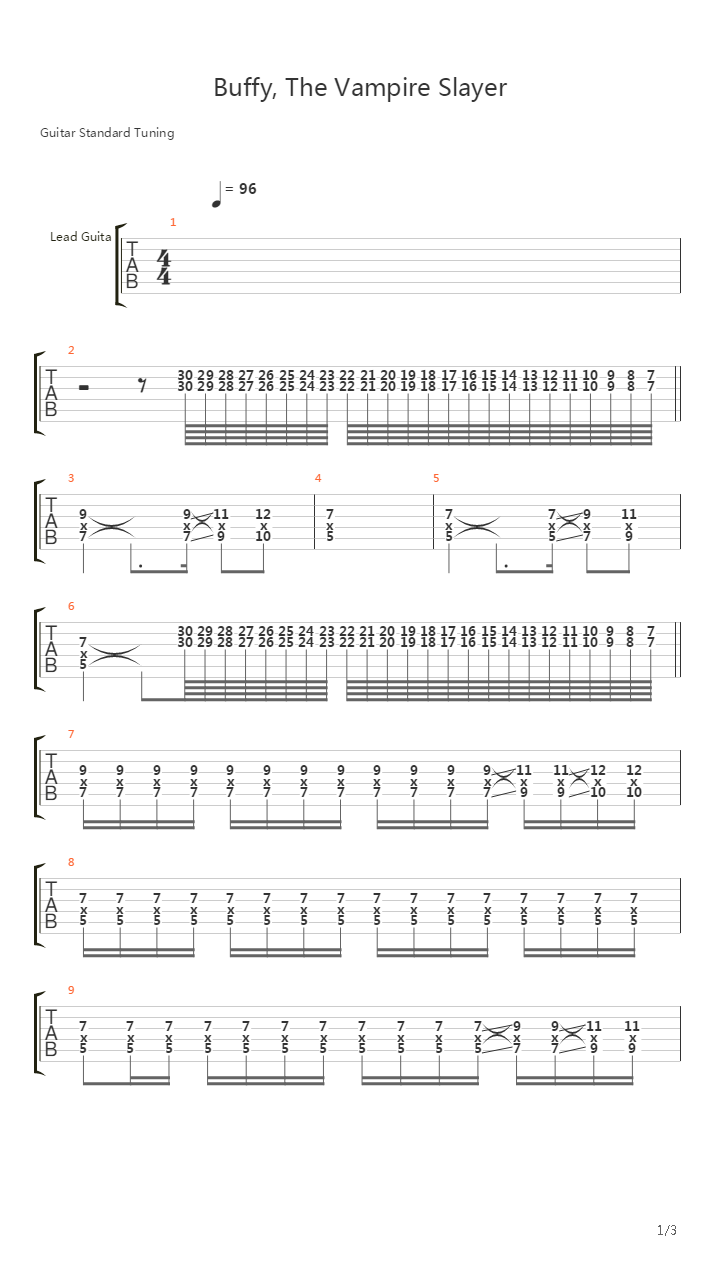 Buffy The Vampire Slayer Theme吉他谱