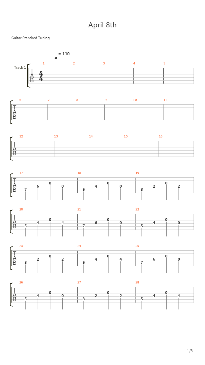 April 8th吉他谱