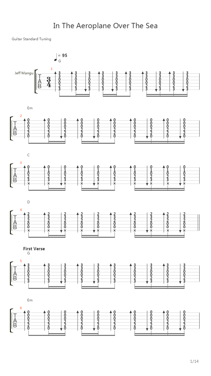 In The Aeroplane Over The Sea吉他谱