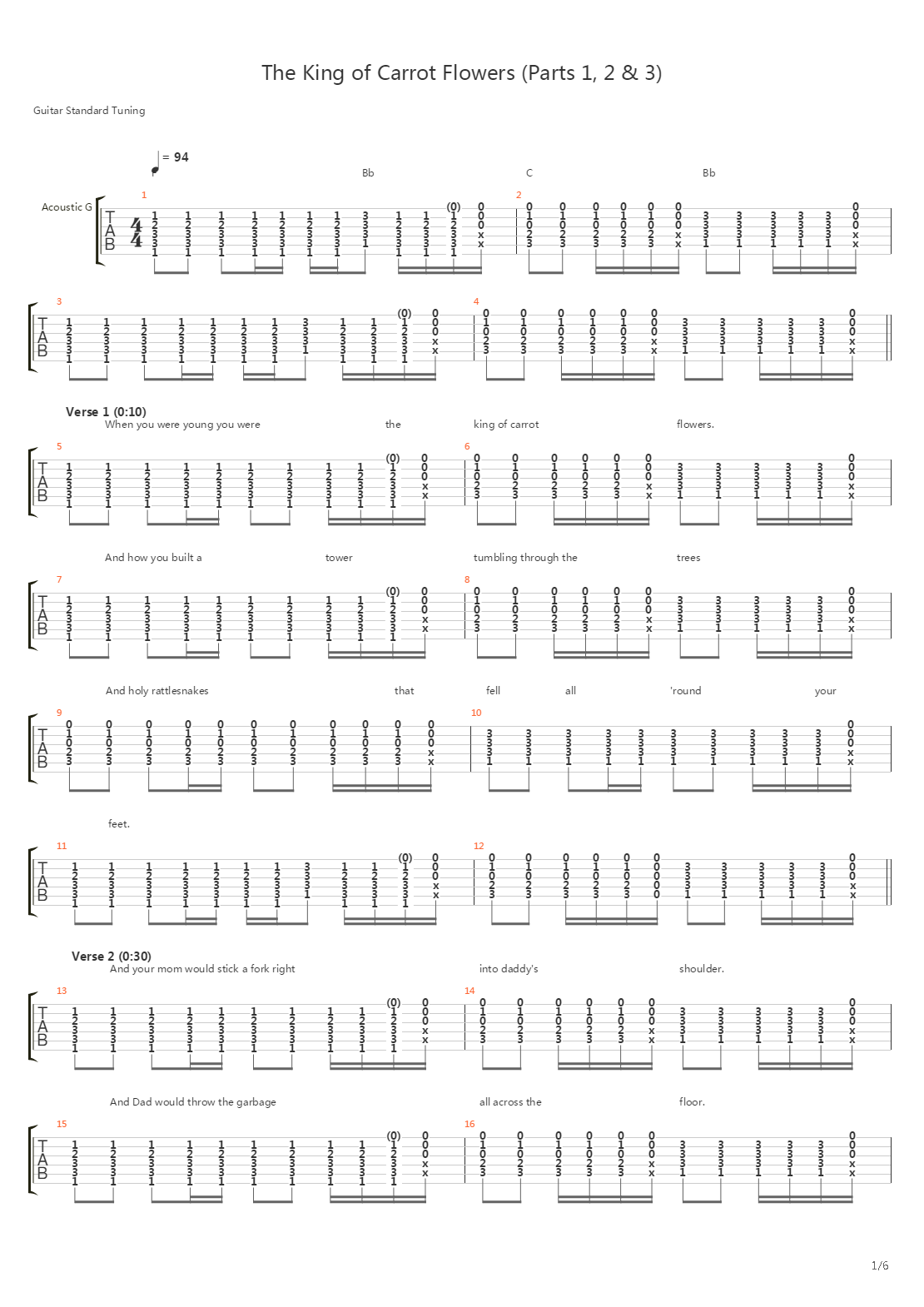 King Of Carrot Flowers吉他谱