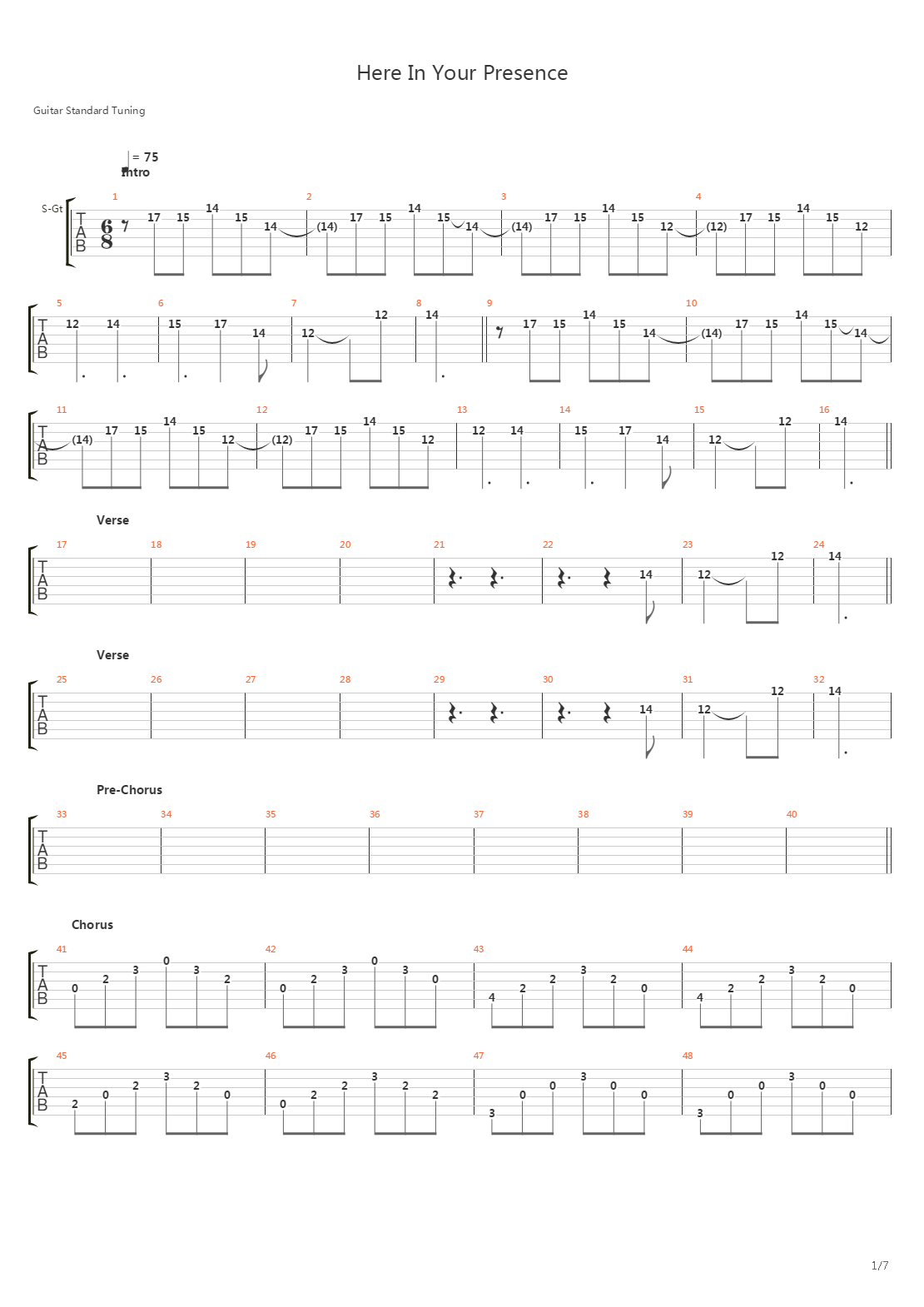 Here In Your Presence吉他谱