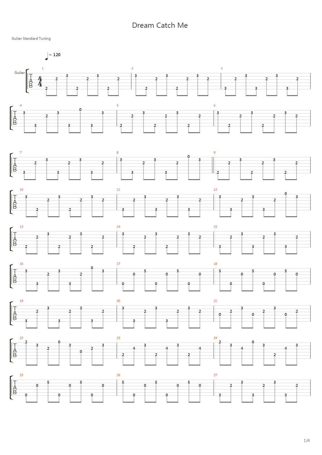 Dream Catch Me Acoustic吉他谱