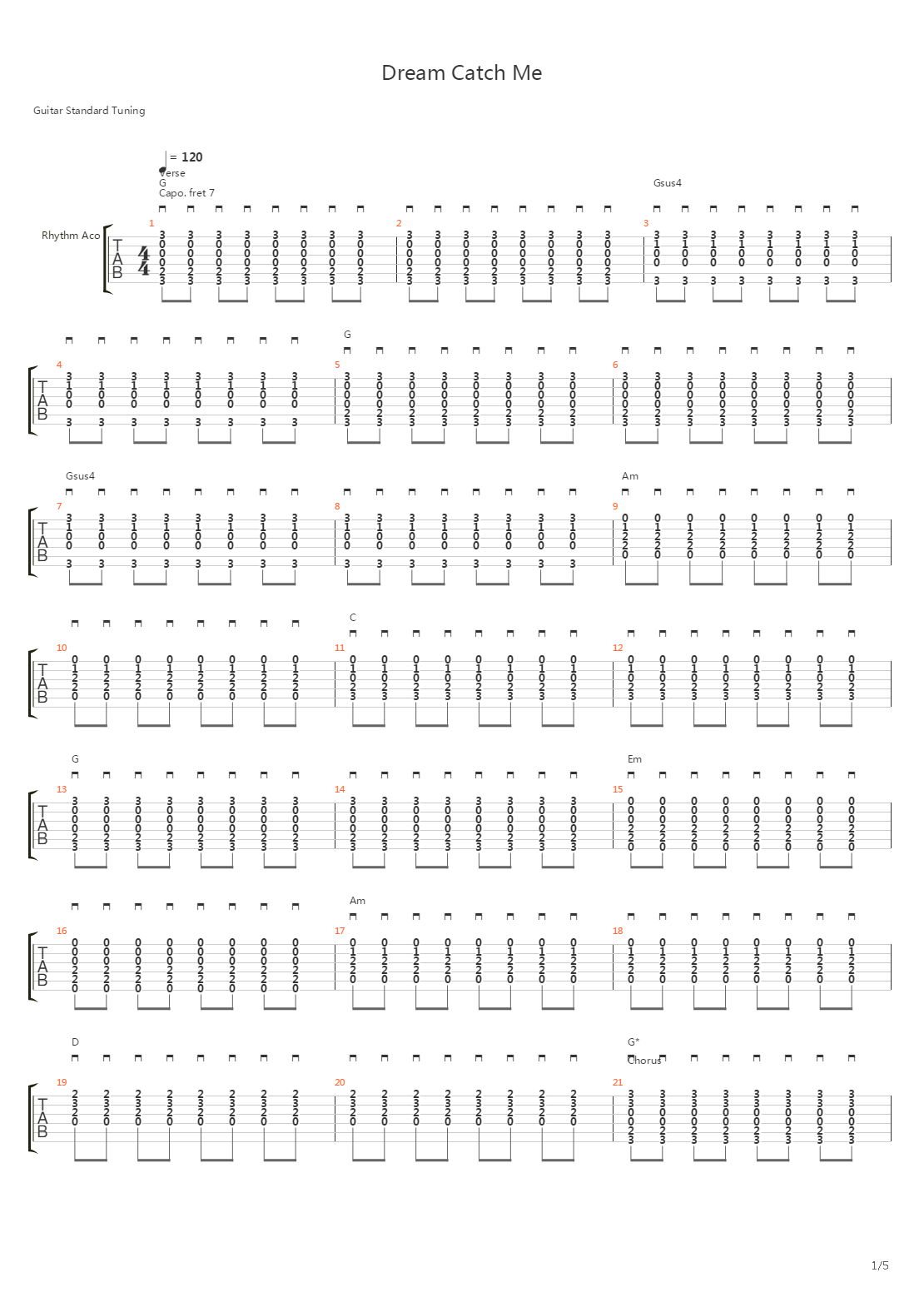 Dream Catch Me吉他谱