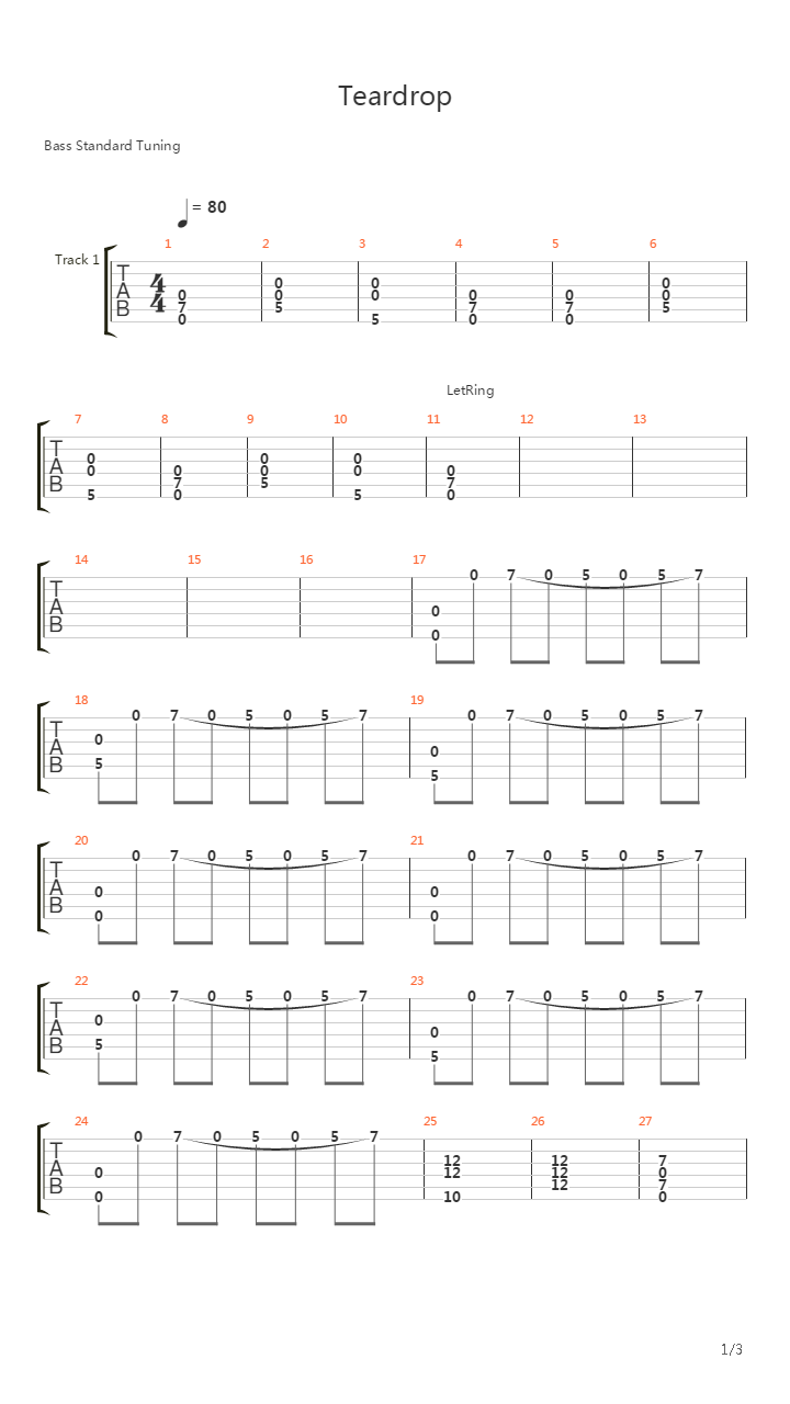 Teardrop吉他谱