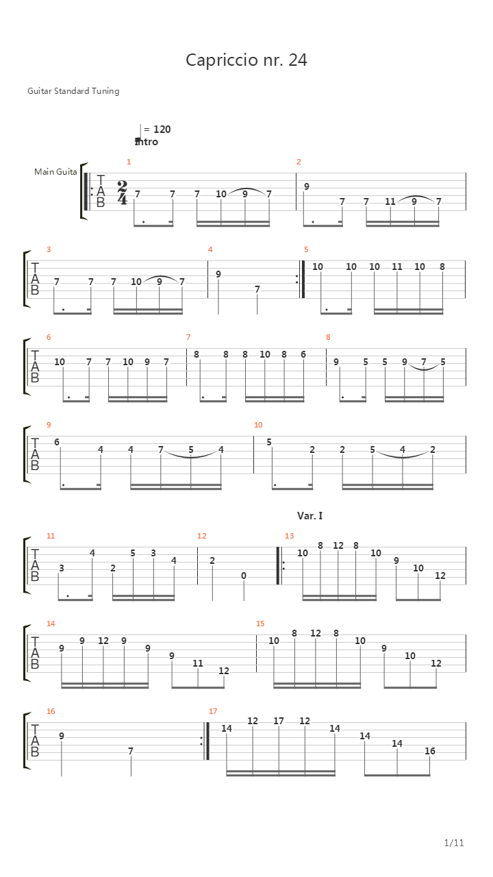 Caprice No 24吉他谱