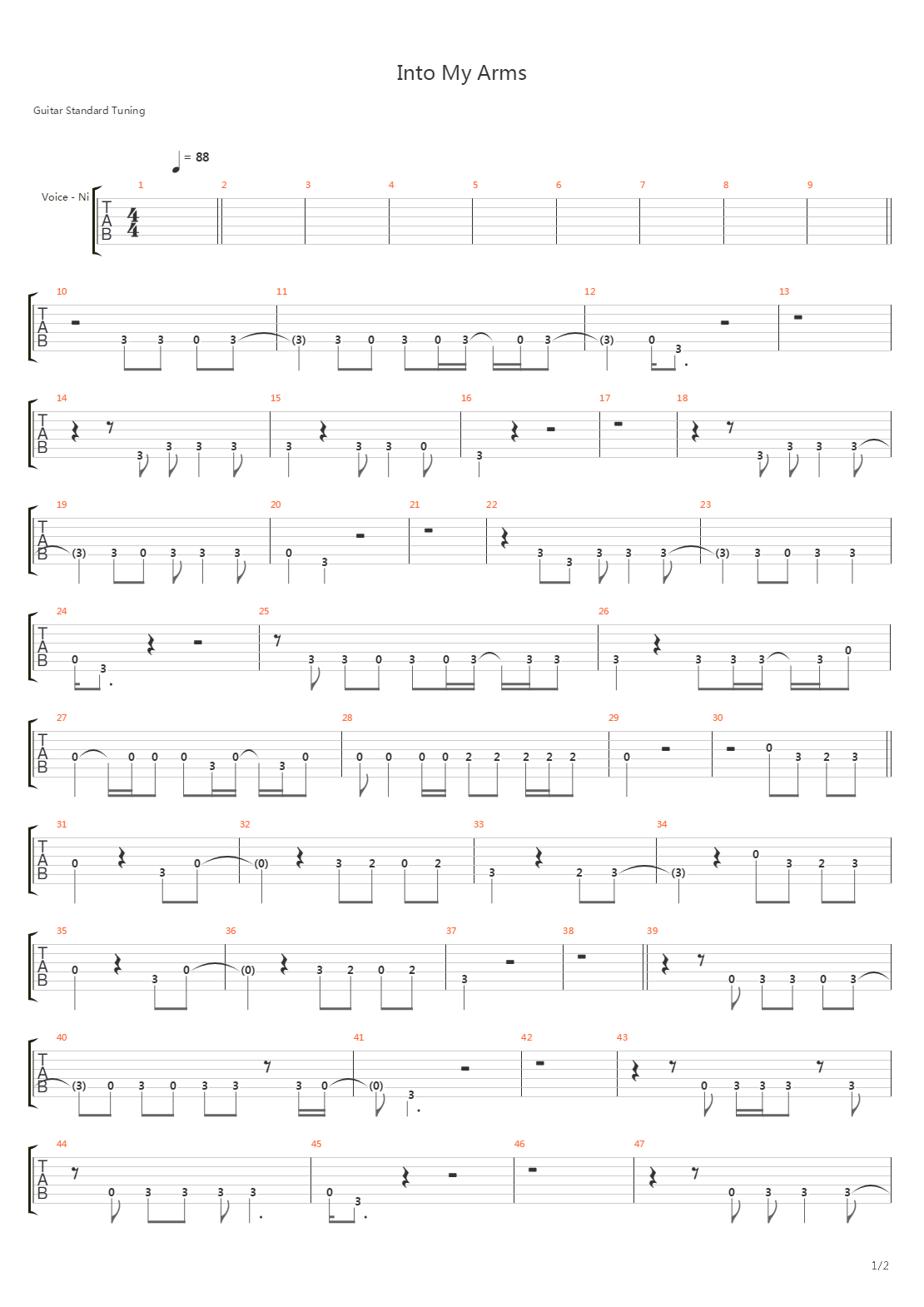 Into My Arms吉他谱
