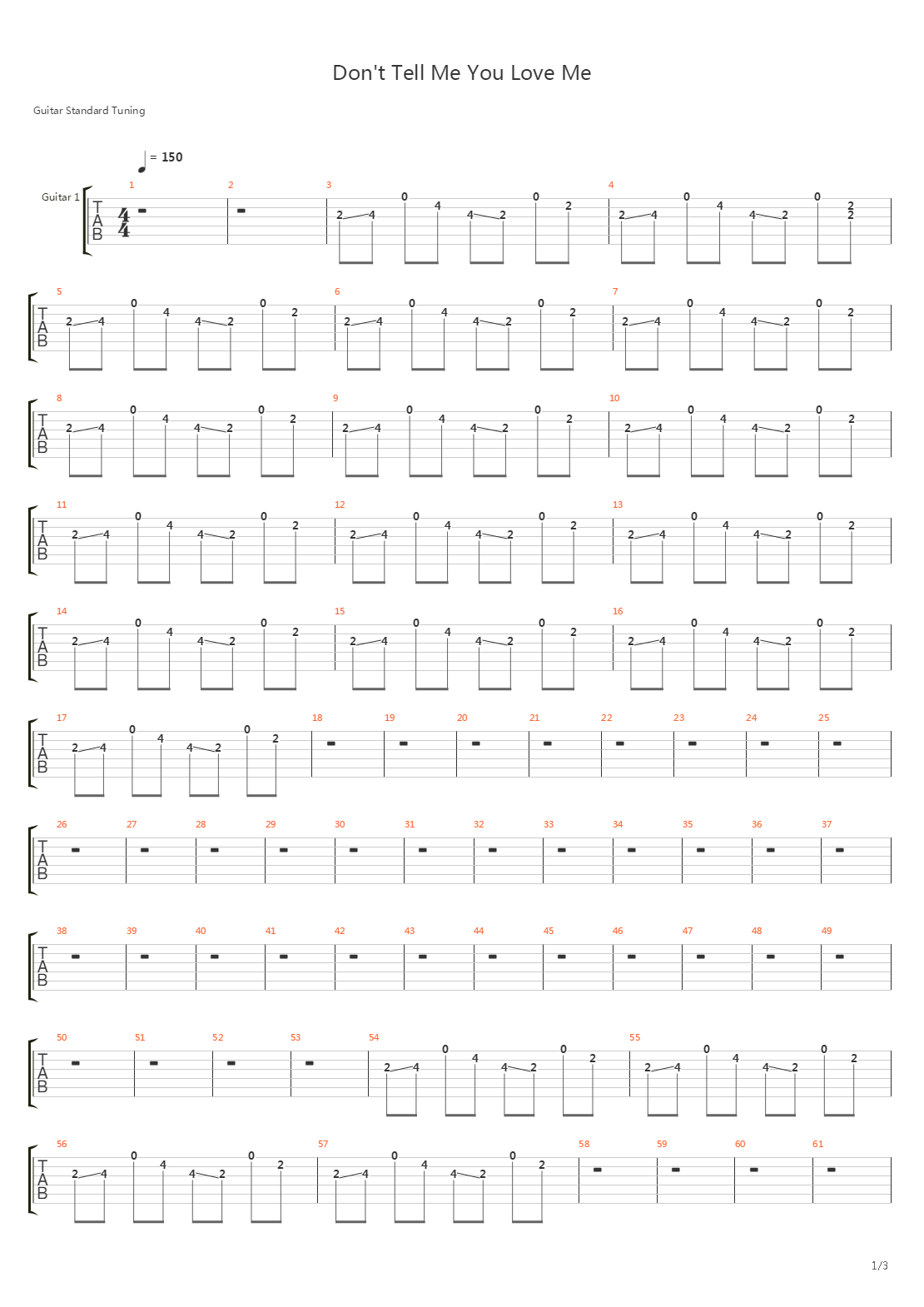 Dont Tell Me You Love Me吉他谱