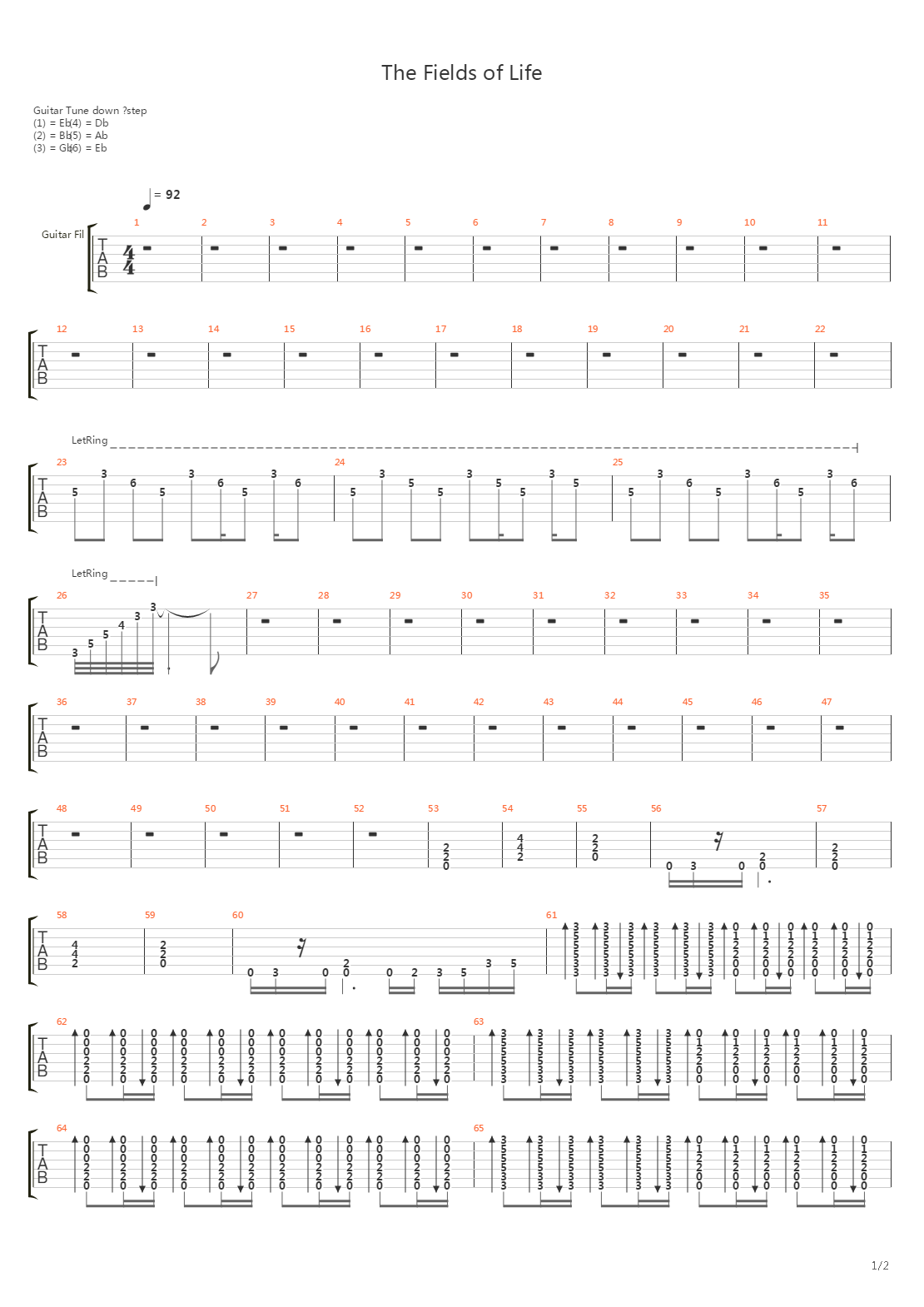 The Fields Of Life吉他谱