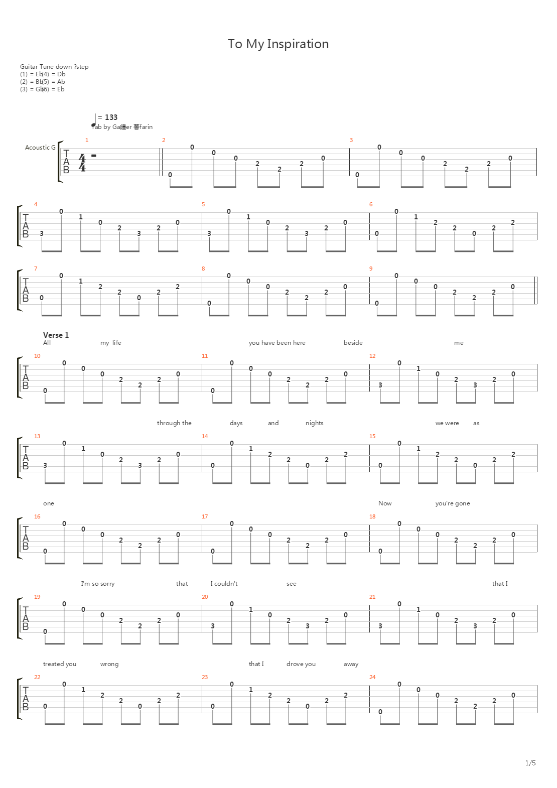 To My Inspiration吉他谱