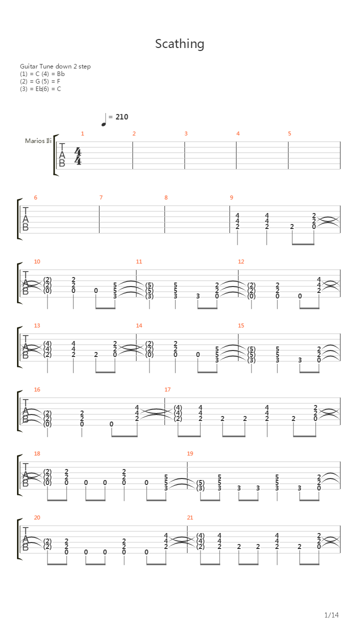 Scathing吉他谱