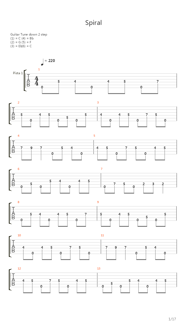 Spiral吉他谱