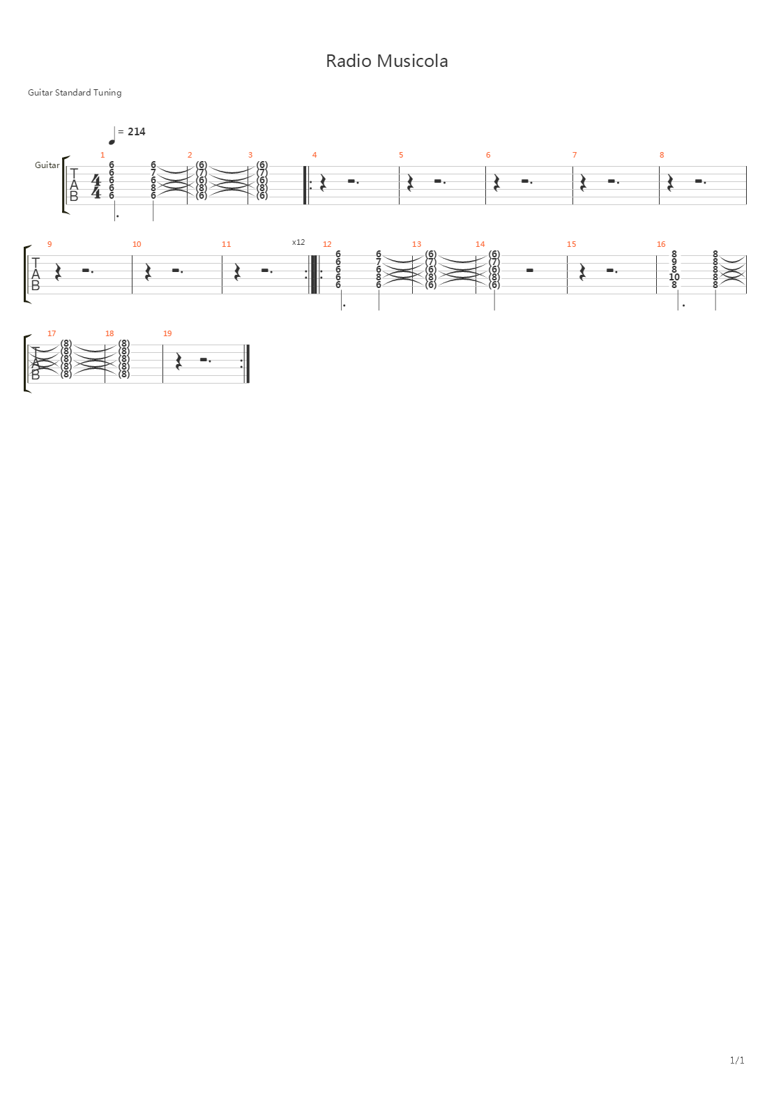 Radio Musicola吉他谱