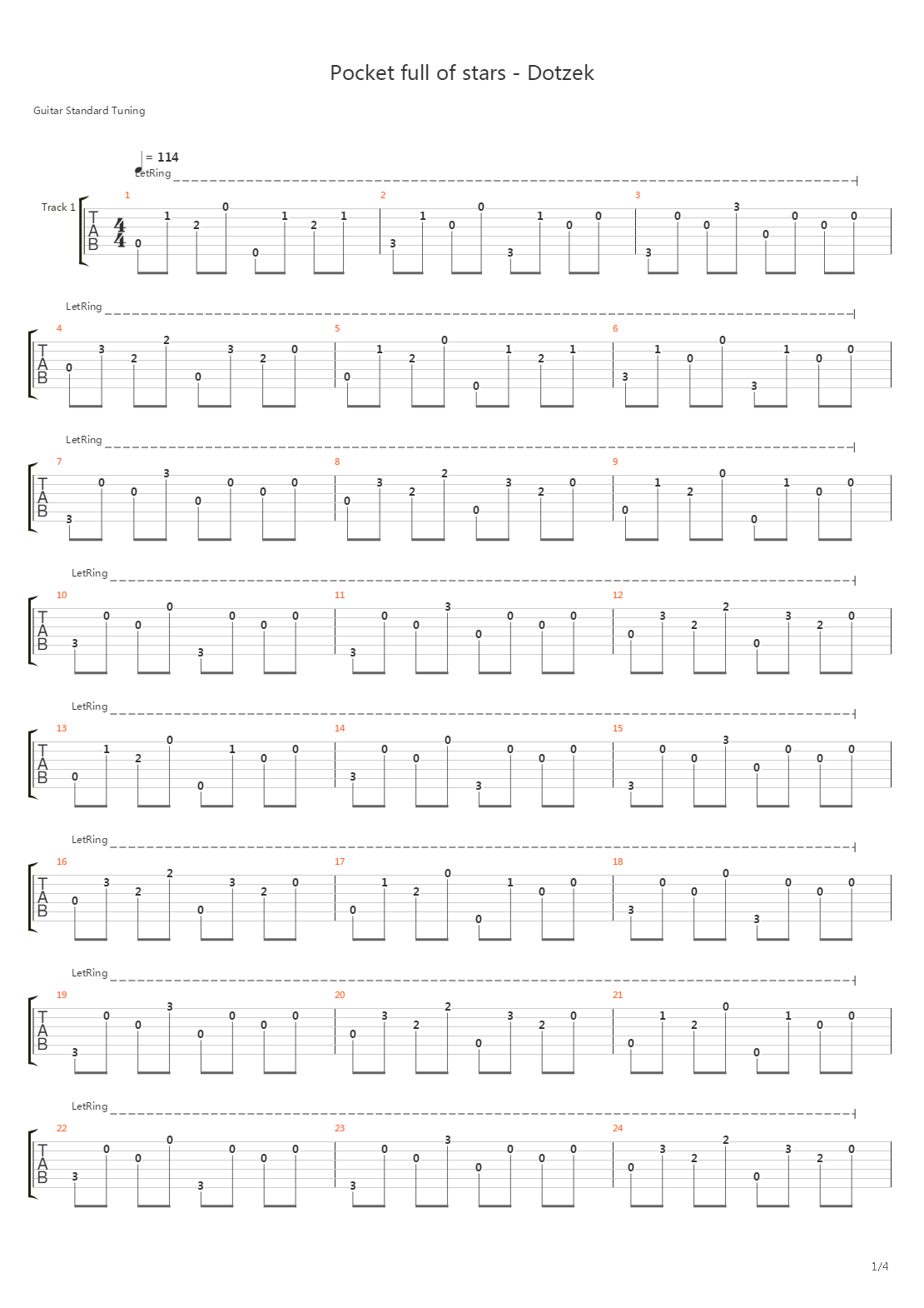 Pocket Full Of Stars吉他谱