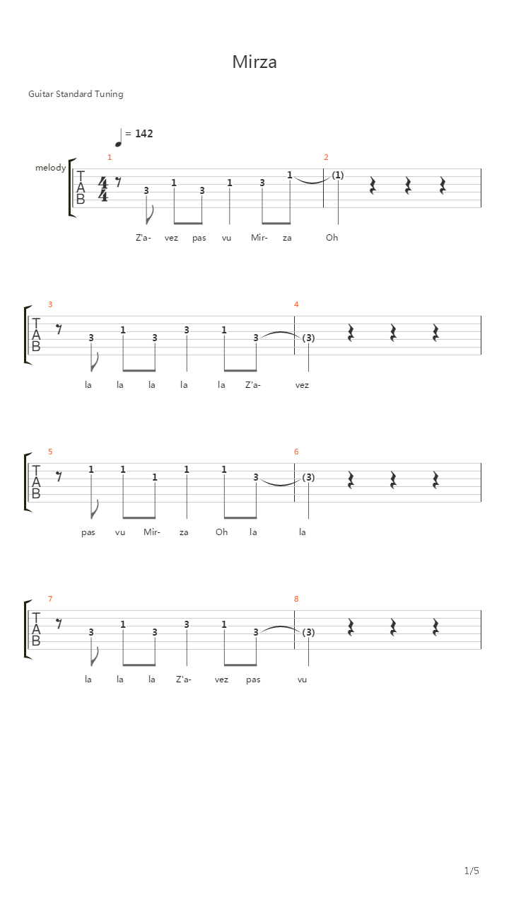 Mirza吉他谱
