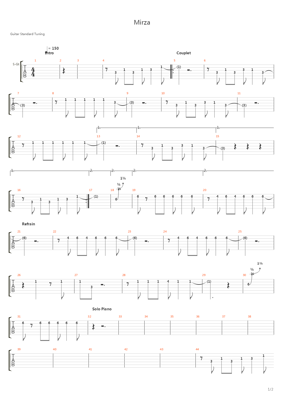 Mirza吉他谱