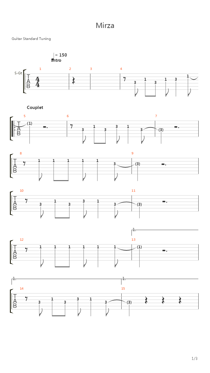 Mirza吉他谱