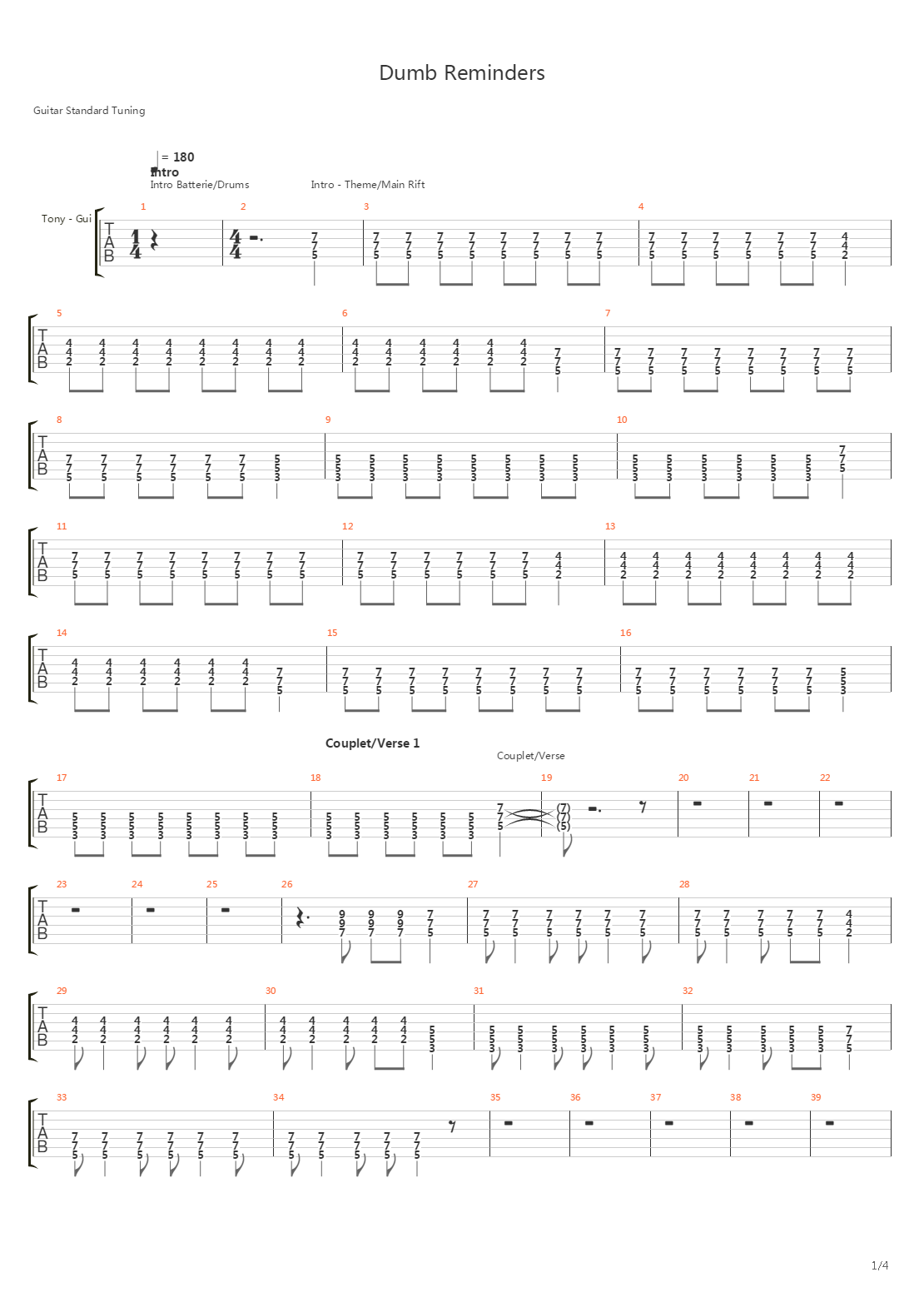Dumb Reminders吉他谱