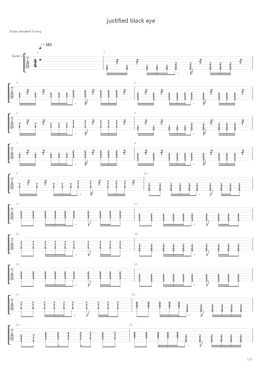 Justified Black Eye吉他谱
