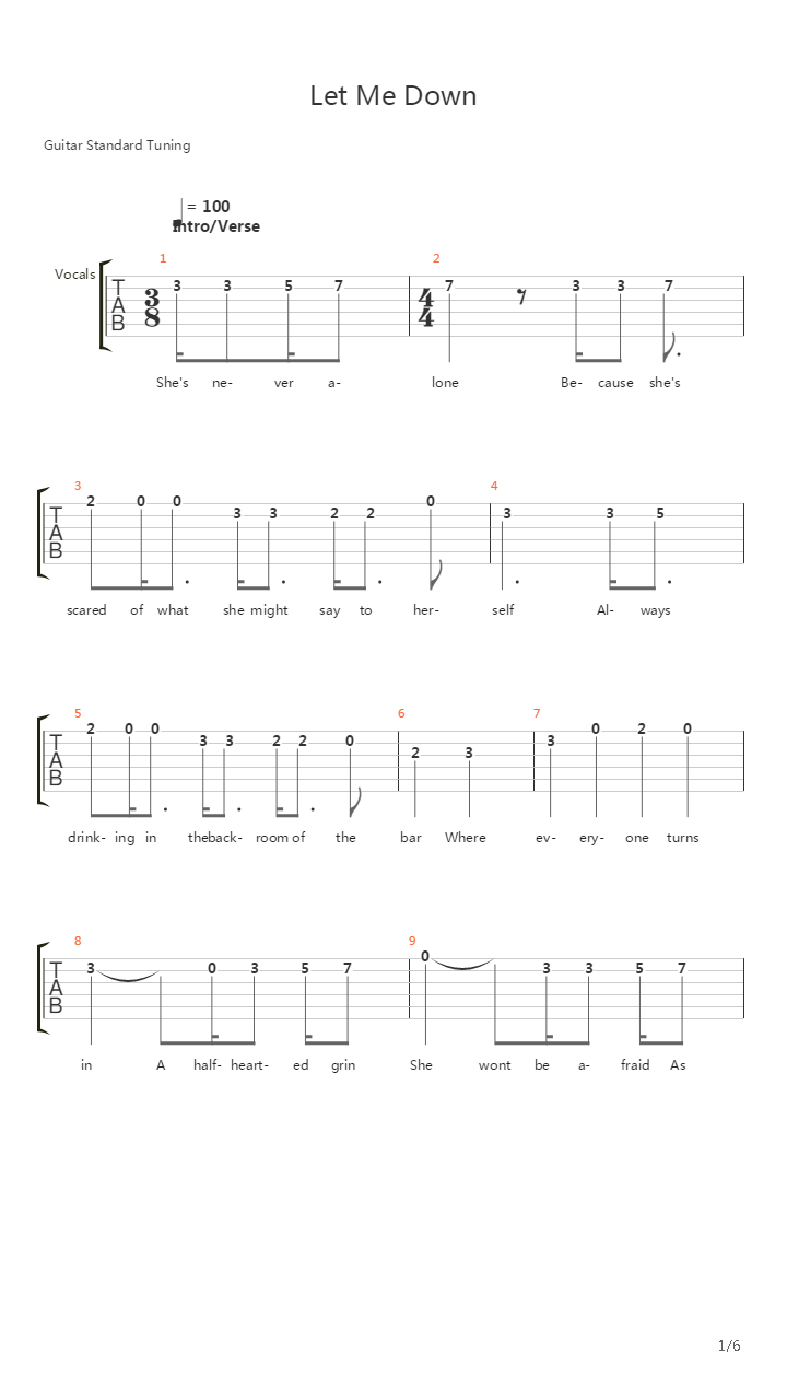 Let Me Down吉他谱