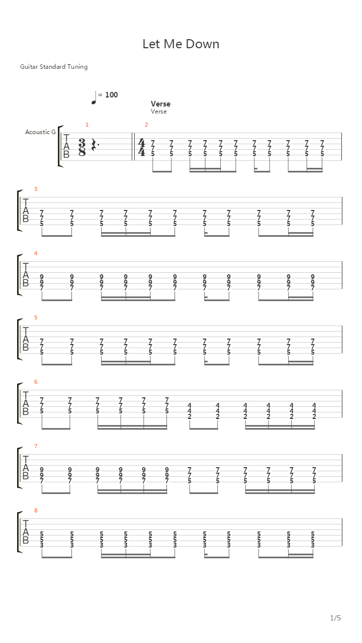 Let Me Down吉他谱