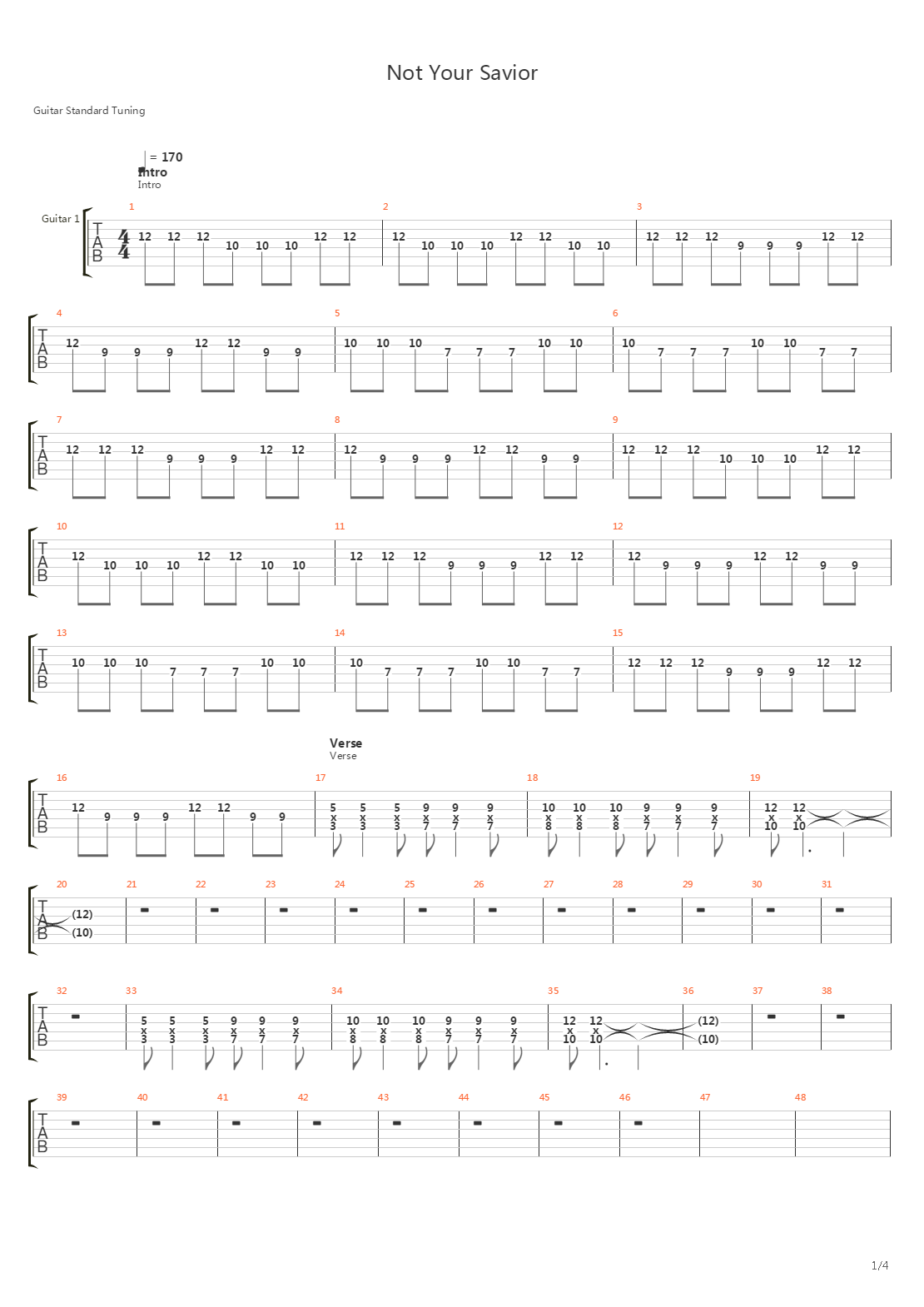 Not Your Savior吉他谱