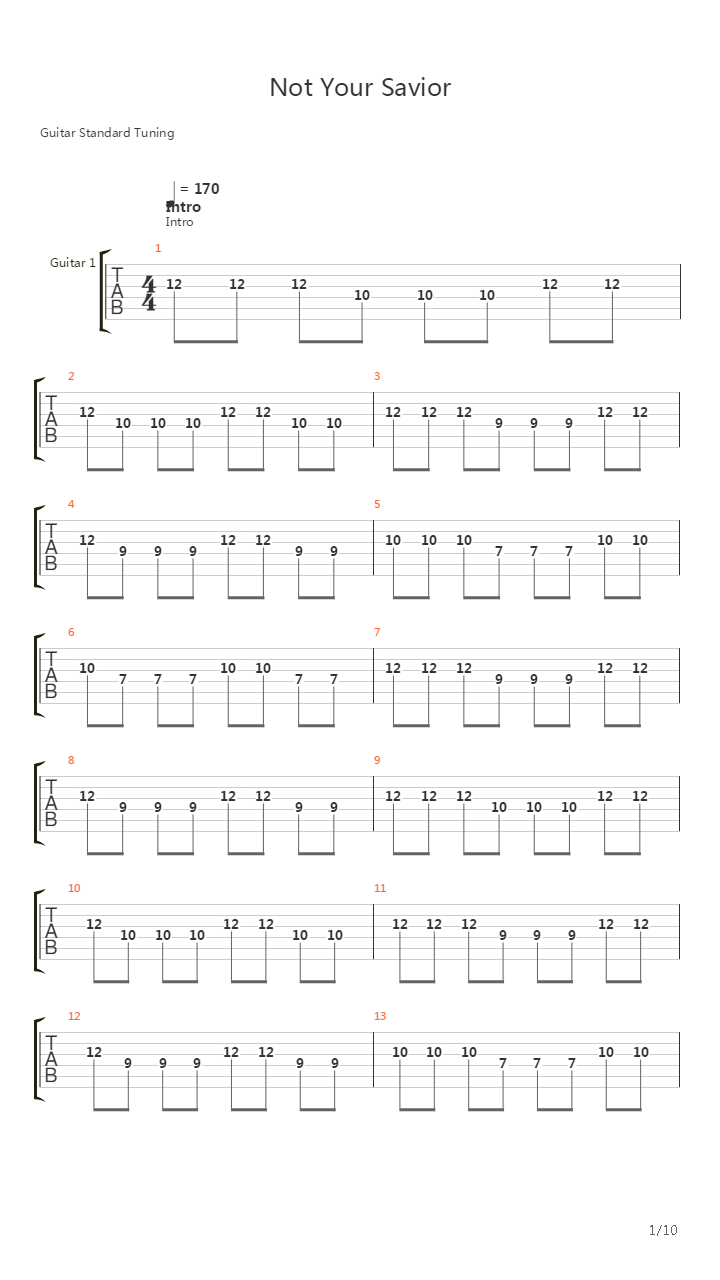 Not Your Savior吉他谱