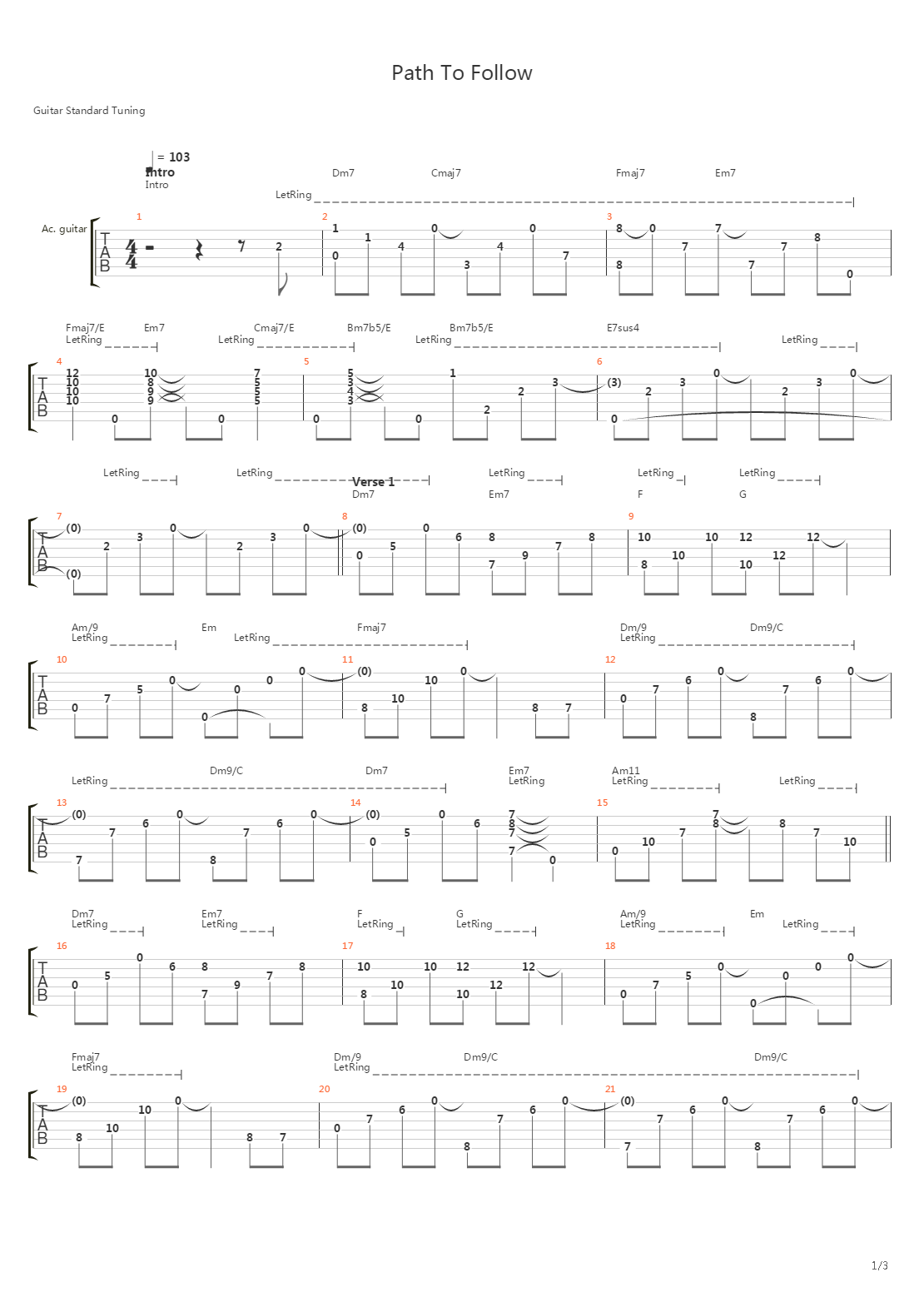 Path To Follow吉他谱