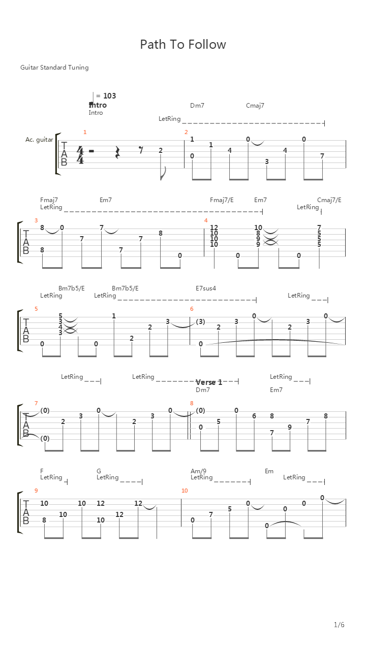 Path To Follow吉他谱