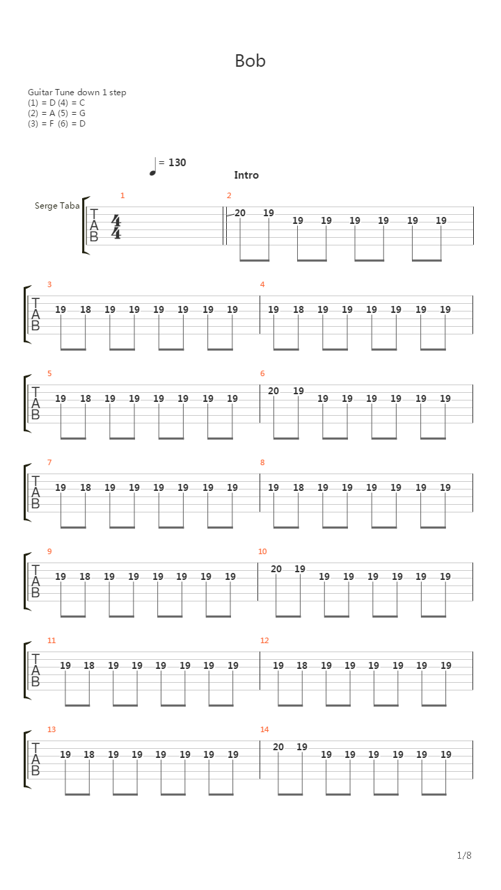 Bob吉他谱