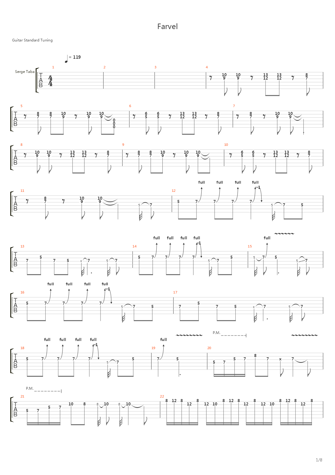 Farvel吉他谱