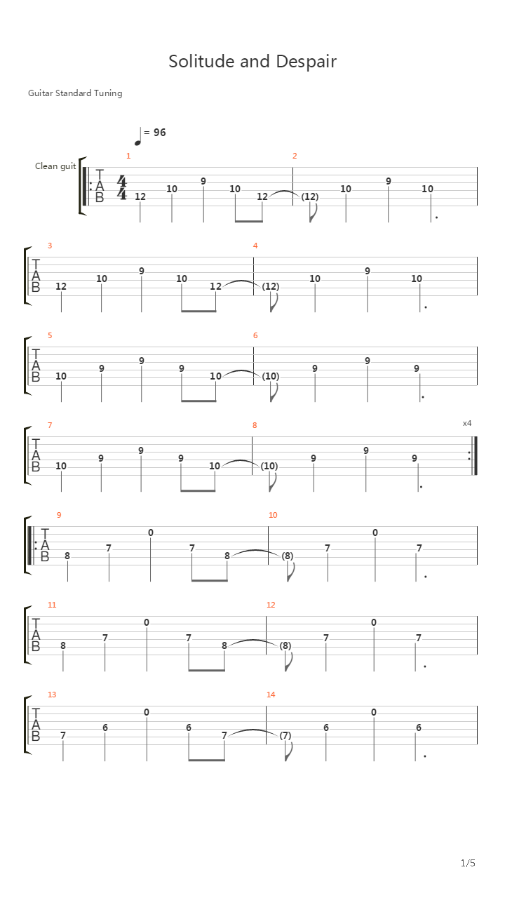 Solitude And Despair吉他谱
