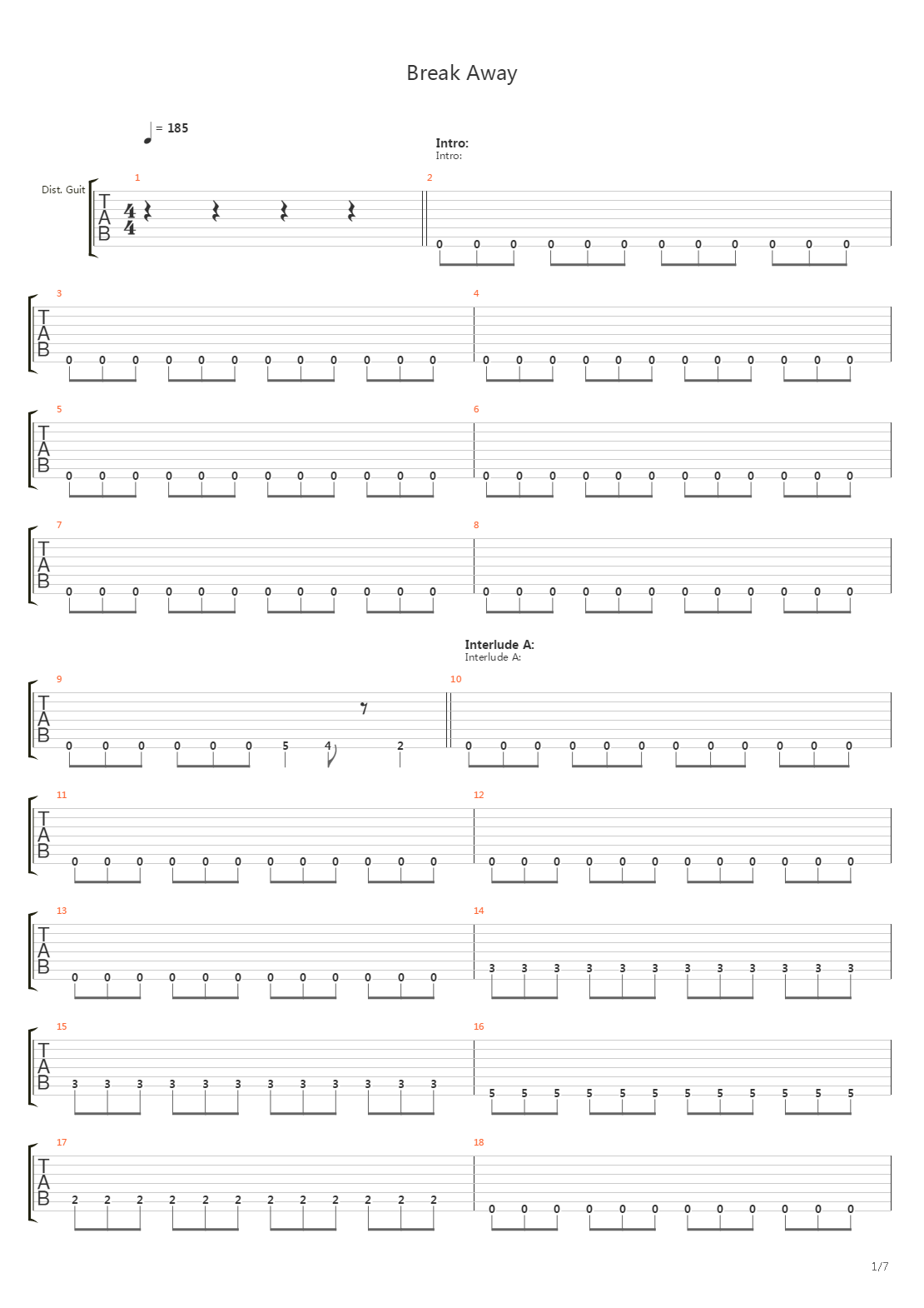 Break Away吉他谱