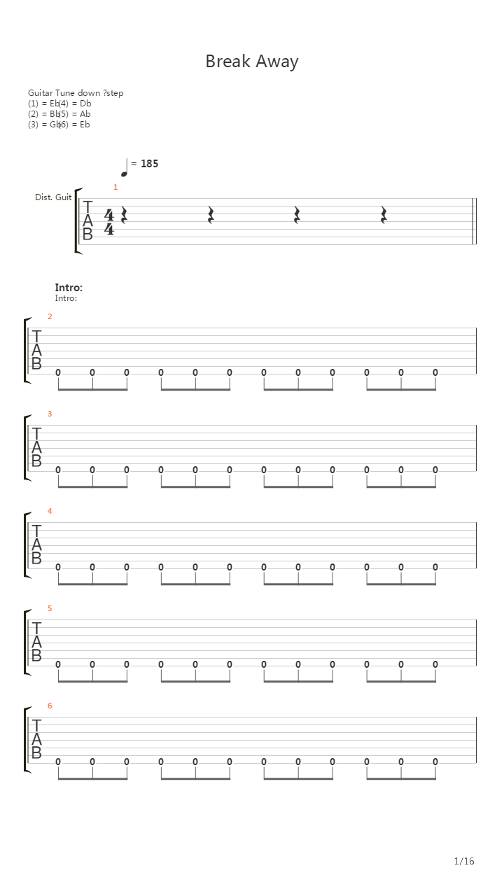 Break Away吉他谱